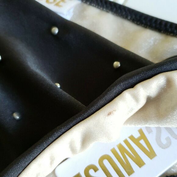 AMUSE SOCIETY Eliza micro stud cheeky swim bikini bottom in charcoal Size L NEW - Picture 3 of 7